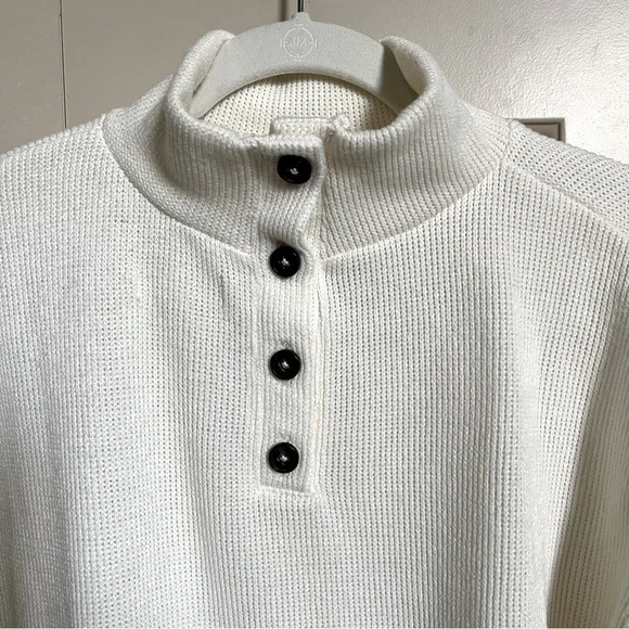 Madewell Mock Neck Button Back Top, Size M - Picture 3 of 8